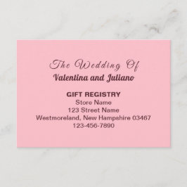 Typography Style Pink Wedding Gift Registry Informatiekaartje