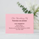 Typography Style Pink Wedding Gift Registry Informatiekaartje (Staand voorkant)