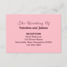 Typography Style Pink Wedding Reception Informatiekaartje