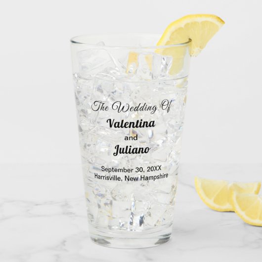 Typography Style Wedding Glass Cup Glas (Achterkant ijs)