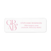 Typography Tassel Pink Graduation Return Address Etiket (Voorkant)