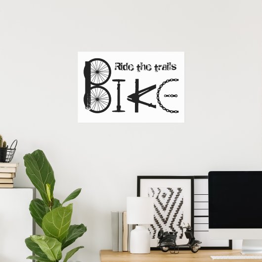 Typography Text Inspirational Bike Rider Poster (Thuiskantoor)