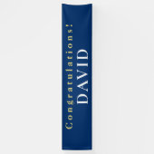 Typograyl Gefeliciteerd Naam Blauw Afstuderen Spandoek (Verticaal)