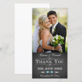 Typteografie uit het verleden Bruiloftsfoto op sch Bedankkaart (Voorkant / Achterkant)