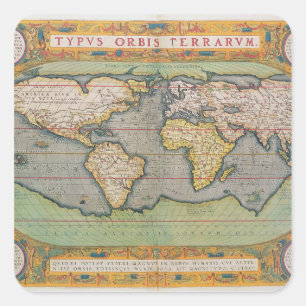 Typus Orbis Terrarum, kaart van de wereld Vierkante Sticker