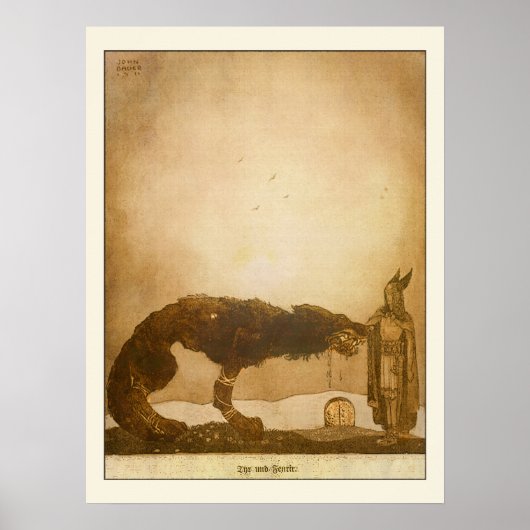 Tyr en Fenrir door John Bauer Poster (Voorkant)