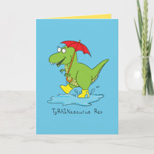 TyRAINosaurus Rex T-rex Dinosaur Wenskaart Kaart