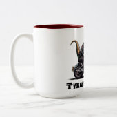 Tyrannokoppel Dinosaurus Tweekleurige Koffiemok (Links)