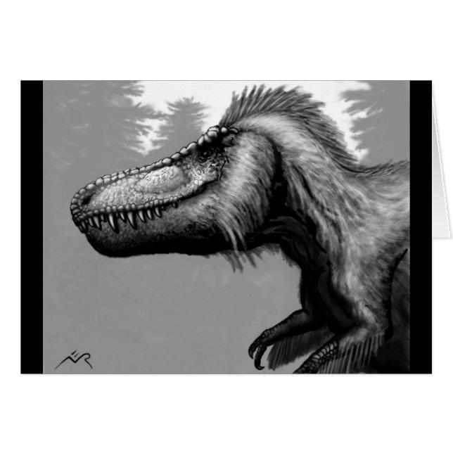 Tyrannosaur Blank Feathered Card (Voorkant Horizontaal)