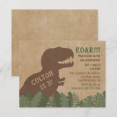 Tyrannosaur Rex Dinosaur Kids Birthday Party Kaart (Voorkant / Achterkant)