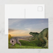 Tyrannosaurs Dinosaurus Strijd Briefkaart (Voorkant / Achterkant)