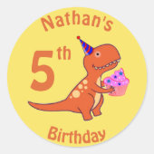 Tyrannosaurus Birthday Ronde Sticker (Voorkant)