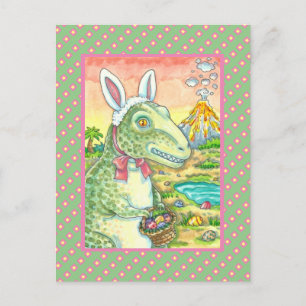 TYRANNOSAURUS, CUTE T-REX, EENVOUDIGERE BUNNY DINO FEESTDAGENKAART