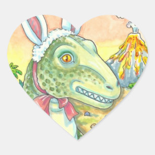 TYRANNOSAURUS, CUTE T-REX, EENVOUDIGERE BUNNY DINO HART STICKER