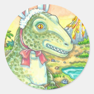 TYRANNOSAURUS, CUTE T-REX, EENVOUDIGERE BUNNY DINO RONDE STICKER
