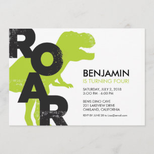 Tyrannosaurus Dinosaur Birthday Party Invitation Kaart