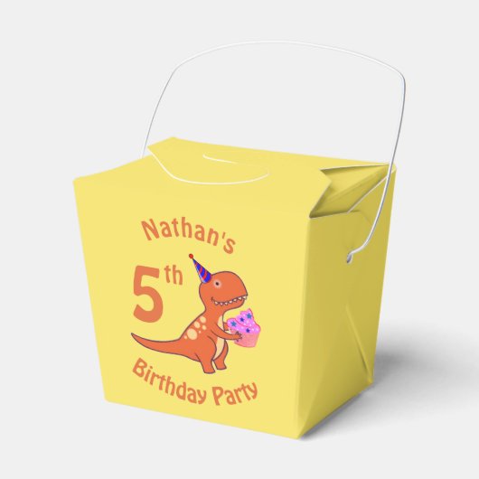 Tyrannosaurus Dinosaur Cartoon Verjaardag Bedankdoosjes (Voorkant Zijde)