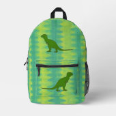 Tyrannosaurus Dinosaur on Abstract Yellow Green Bedrukte Rugzak (Voorkant)