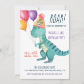 Tyrannosaurus Dinosaur Roar Kids Birthday Kaart (Voorkant)