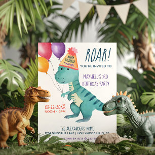 Tyrannosaurus Dinosaur Roar Kids Birthday Kaart