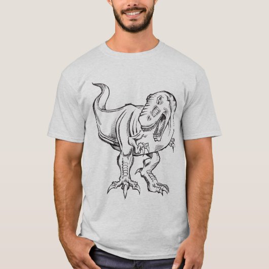 Tyrannosaurus Dinosaur Sketch Doodle T-Shirt (Voorkant)