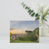Tyrannosaurus dinosaurus gevecht briefkaart (Staand voorkant)
