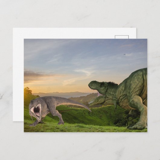 Tyrannosaurus dinosaurus gevecht briefkaart (Voorkant / Achterkant)