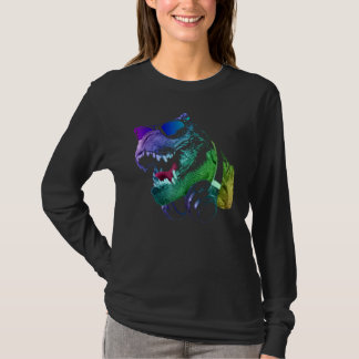 Tyrannosaurus dinosaurus T rex met zonnebril en H T-shirt