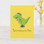 Tyrannosaurus Flex T Rex Funny Wenskaart Kaart (Gele Bloem)