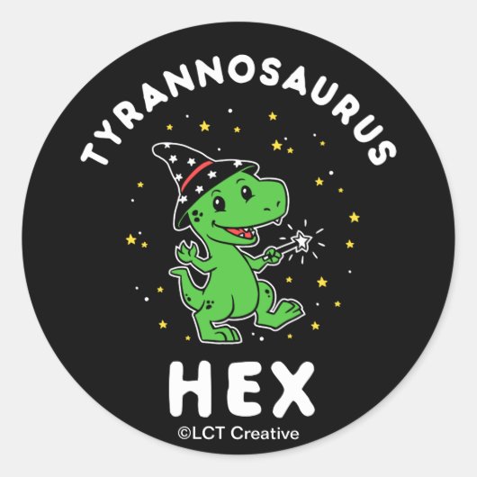 Tyrannosaurus Hex Ronde Sticker (Voorkant)