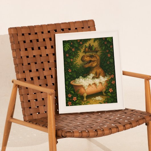 Tyrannosaurus in badkuip Wall Art Poster Print