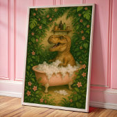 Tyrannosaurus in badkuip Wall Art Poster Print