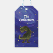 Tyrannosaurus kerstcadeautassen cadeaulabel (Achterkant)