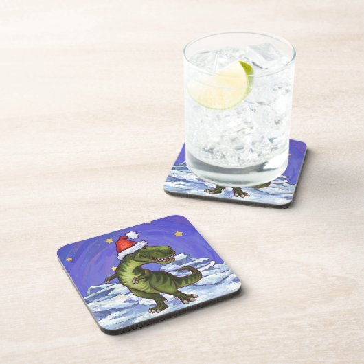 Tyrannosaurus Kerstmis Drankjes Onderzetter (Rechterzijde)