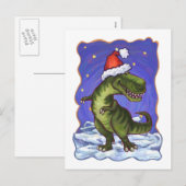 Tyrannosaurus Kerstmis Feestdagenkaart (Voorkant / Achterkant)