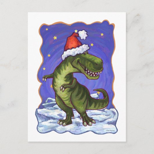 Tyrannosaurus Kerstmis Feestdagenkaart (Voorkant)