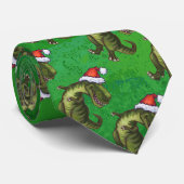 Tyrannosaurus Kerstmis op groen Stropdas (Opgerold)
