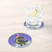 Tyrannosaurus Kerstmis Ronde Kartonnen Onderzetter (Insitu)