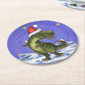 Tyrannosaurus Kerstmis Ronde Kartonnen Onderzetter (Gebogen)