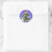 Tyrannosaurus Kerstmis Ronde Sticker (Tas)