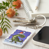 Tyrannosaurus Kerstmis Sleutelhanger (Voorkant Rechts)