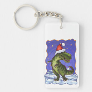 Tyrannosaurus Kerstmis Sleutelhanger