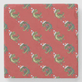 Tyrannosaurus Kerstmis Stenen Onderzetter (Voorkant)