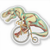 Tyrannosaurus op de fiets sticker (Voorkant)