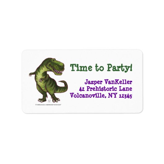 Tyrannosaurus Party Centre Etiket (Voorkant)