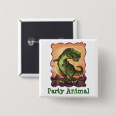 Tyrannosaurus Party Centre Vierkante Button 5,1 Cm (Voorkant /achterkant)