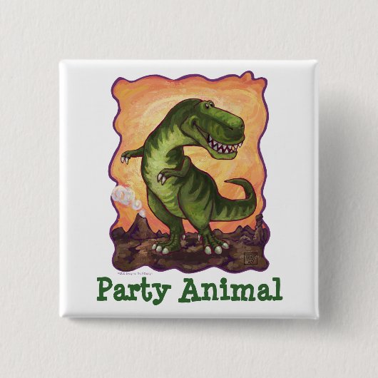 Tyrannosaurus Party Centre Vierkante Button 5,1 Cm (Voorkant)