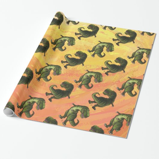 Tyrannosaurus Patronen Cadeaupapier (Uitgerold)