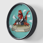 Tyrannosaurus rex baas zit aan een bureau. (Hoek)