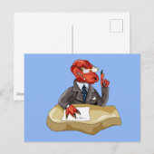 Tyrannosaurus rex baas zit aan een bureau. 2 briefkaart (Voorkant / Achterkant)